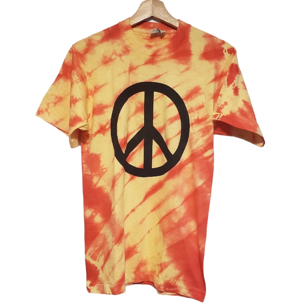 90s Vintage Backstage Pass T Shirt Tie Dye Peace Sign Single Stitch Festival S/M